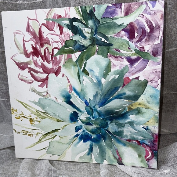 Tre Sorelle Studios "Watercolor Succulent Garden" Art Print 11" Stretched Canvas - Picture 2 of 9